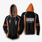 Vyri&scaron;ka &bdquo;Haikyuu&ldquo; striukė Karasuno vidurinės mokyklos tinklinio klubo &bdquo;Hinata Shyouyou&ldquo; džemperis su gobtuvu, rudens beisbolo uniforma su užtrauktuku M
