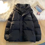 American New Trend Coat su gobtuvu Medvilniniai pamink&scaron;tinti drabužiai Y2K Street Retro užtrauktuku su gobtuvu striukė Parkas žiemos storas paltas XL juoda