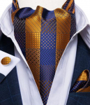 Vyrų Ascot &Scaron;ilko Cravat Blue Paisley Tie nosinės rankogalių sąsagų rinkinys i&scaron;kilmingam vakarėliui LDAS2034