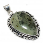 Natural Prehnite Gemstone Handmade 925 Sterling Silver Pendant 2.09 a8y41