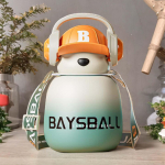 Vaikų treniruoklio puodelis vandens butelis 22 unc. Lengvai valomas, vaikų ąsotis lauko sporto gėrimas oranžinė