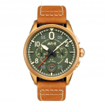 AVI-8 Spitfire Lock Chronograph Odinis dirželis Bronzinis žalias ciferblatas Kvarcinis AV-4089-02 Vyri&scaron;kas laikrodis žalia