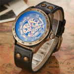 Retro stiliaus vyri&scaron;kas automatinis mechaninis laikrodis Skeleton Steampunk natūralios odos apyrankė Vyri&scaron;ki savaime susisukantys rankiniai laikrodžiai Vyri&scaron;ki Reloj