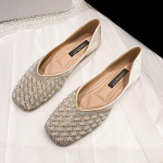 Moteri&scaron;ki plok&scaron;čiapadžiai batai Pavasaris Vasara Mergaičių dizainerio apvalūs pir&scaron;tai Crystal Pearl Laisvalaikiai batai Madingi užsegami batai 33-43 33 juoda