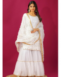 Indi&scaron;kas Pakistanieti&scaron;kas Sharara Kurta Dupatta Rinkinys Bolivudo Vir&scaron;us Tunika Kurti Salwar Kameez Pendžabi kostiumas M balta