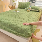 Pliu&scaron;inis lovos užvalkalas i&scaron; pieno aksominis vilnos ilgų plaukų vilnos užvalkalas, skirtas dvigubam aksominiam patalynei, neslystantis patalynė, pastorintas pliu&scaron;inis čiužinio apsauginis užvalkalas 90X200cm Only A sheet