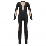 Vaikų &scaron;okių kostiumas, blizgučiais dekoruotas kombinezonas scenos pasirodymams 13-14 Years juoda