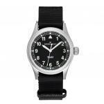 Hamilton Khaki Field Tekstilinis dirželis Juodas ciferblatas Kvarcinis H69401430 Unisex laikrodis juoda