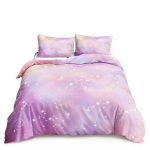 Kawaii Mėnulis Žvaigždėtas Naktinis Dangus Antklodės Užvalkalų Rinkinys Mėlynas Rožinis Violetinis Žvaigždžių Galaktikos Lovos Patalynės Rinkiniai Pilno Dydžio Berniukams Mergaitėms Antklodės Užvalkalas 140x200cm 3pcs