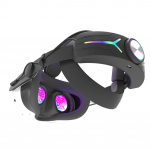 Reguliuojamas RGB galvos dirželis &bdquo;Meta Quest 3S&ldquo; VR &bdquo;Elite&ldquo; dirželiui su 12000 mAh baterija, patogus galvos dirželis, alternatyvus dirželis, galvos juosta juoda
