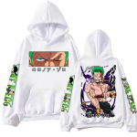 Anime Zoro Džemperis Harajuku Hip Hop Džemperiai Vyrams Megztiniai Su Gobtuvu Ki&scaron;enė Gatvės Drabužiai Puloveris Vir&scaron;ūnės Džemperis Dovana L balta