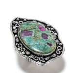 Ruby in Fuchsite Handmade 925 Sterling Silver Ring Size 8.5 B5w83