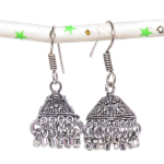 Natural Indian Look Jhumki Gemstone Silver Tribal Bali Earring 1.69 e8p57
