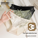 Mengbati Women's Sexy Lace Mesh Briefs (3-Pack) L (110-132 lbs)