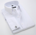 Vyri&scaron;ki mar&scaron;kiniai su prancūzi&scaron;komis rankogalių sąsagomis, slim fit, su kontrastingos spalvos apykakle, Windsor apykakle, dryžuoti, formalūs, ilgomis rankovėmis M