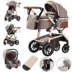 BAZARLAND30.Poussette Luxueuse 3 en 1 pour B&eacute;b&eacute;, Portable, Voyage, Pliable, Cadre Aluminium, pour Nouveau-N&eacute;.Khaki