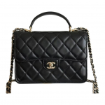 Chanel 25p Trys viename Avikailio Medžiaga Auksinė Armatūra Vienos Peties Rankinė Mini Moteri&scaron;ka Juoda Gift Set(Basic Set+Box+Shopping Bag) juoda