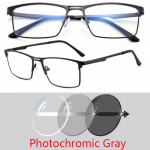 0 -0.5 -0.75 Iki -6.0 Metalinis Viso Rėmelio Saulės Fotochrominiai Kvadratiniai Receptiniai Akiniai Su Cilindro Galia Myopia -1.75 white