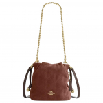 Coach Faye 18 Auksinis Logotipas Kibiro Formos Rankinė Suede Oda Lygus Oda Crossbody Peties Rankinė Mini Vintažinė Ruda Moteri&scaron;kos Rankinės CDC42-IMYEF Basic Set (Bag+Dust Bag)