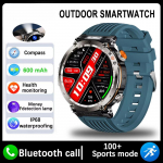Naujas 5ATM atsparus vandeniui i&scaron;manusis laikrodis vyrams 600mAh lauko i&scaron;manusis laikrodis GPS kompasas &Scaron;irdies ritmas LED žibintuvėlis Bluetooth skambutis Sportinis i&scaron;manusis laikrodis Blue-Silicone black