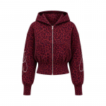 2026 Y2K Leopardų Ra&scaron;to Su Gobtuvu Užtraukiamas Džemperis ir Plačių Kojų Jogger Kelnės Rinkinys Unisex Gatvės Apranga Small black