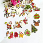 50 vnt. / mai&scaron;elis 2 skylių mi&scaron;inio Kalėdų žvaigždė, medinės kalėdinės dekoratyvinės sagos i&scaron;karpų albumas random mix 50pcs