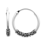 Les Tr&eacute;sors De Lily [J3878] - Cr&eacute;oles Argent 'Thai' argent&eacute; vieilli - 1. 8 cm 2 mm