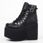 11 cm Auk&scaron;takulniai Unisex Lolita Punk Fashion Gothic Creepers Batai Helovino kostiumai Steampunk 5-15 dydžio batai 36 juoda