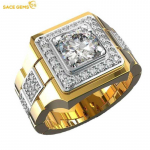 SACE GEMS Prabangus vario lydinio cirkonis Vestuvių sužadėtuvės Vyro žiedas Papuo&scaron;alai Dovana 7 auksas