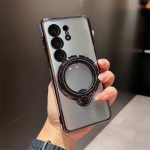 Blizgučiai padengtas žiedas skaidrus mink&scaron;tas dėklas, skirtas Samsung Galaxy A04S A14 A24 A34 A54 A23 A13 A32 A52 5G 4G S20 FE S22 S23 Ultra Plus Magsafe dangčiui For Samsung Galaxy A04S sidabras