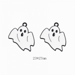 2 vnt. Helovino žavesio pakabukai, įvairūs auksu juodai padengti emaliu moliūgų vaiduoklis klounas burtininkas kepurė Helovino pakabukai papuo&scaron;alams Ghost (white on gold)