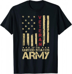 Patrioti&scaron;ki JAV kariuomenės veterano raudonos linijos Amerikos vėliavos vintažiniai unisex mar&scaron;kinėliai S