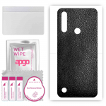apgo Protective Skin Sticker for the back compatible with Lenovo A8, Wrap Film, Foil, Vinyl - Pattern Black Leather