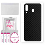 apgo Protective Skin Sticker for the back compatible with Samsung Galaxy M30 A40s, Wrap Film, Foil, Vinyl - Pattern Carbon Black