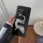 Line Chinese Loong ra&scaron;tuotas mink&scaron;tas silikoninis juodas dėklas, skirtas Xiaomi Redmi Note 13 Pro Samsung A55 A35 M35 S24 iPhone fotoaparato apsauginis smūgiams atsparus dangtelis Samsung Galaxy S10 4G