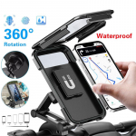 Universalus vandeniui atsparus dviračio mobiliojo telefono laikiklis Motociklo stovai, 360&deg; pasukamas reguliuojamas dviračio laikiklis 5,5&ndash;6,8 colio mobiliajam telefonui one size juoda