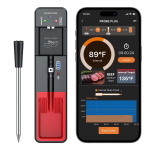 Belaidis mėsos termometras Skaitmeninis zondas termometras Bluetooth 360FT Support APP Nuotolinis orkaitės, rūkyklos, Sous Vide stebėjimas juoda