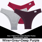 FINETOO 3Vnt./Komplektas Kelnaitės Moteri&scaron;kas medvilninis apatinis trikotažas Moteri&scaron;ki stringai Seksualūs apatiniai Žemo auk&scaron;čio apatiniai kelnaitės bikini brazili&scaron;ki kelnaitės M&3pcs