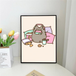 1vnt Animacinis filmas P-Pusheen K-Kawai Cat Plakatas Lipnus meno plakatas Neper&scaron;lampamas popierinis lipdukas Kavos namų baro kambario sienų dekoras 30cm&times;40cm NoFrame