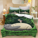 Anime antklodės užvalkalas, pagalvės užvalkalas, patalynės komplektas T-TotoroS Kawaii suaugusiems berniukams, mergaitėms, miegamojo dekoravimas, vaikams, viengulis, dvigulis, didelis dydis 200x200cm&set