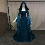 Moteri&scaron;ka madinga gotikinė suknelė su gobtuvu ilgomis rankovėmis iki grindų ilgio Cosplay suknelė XL