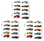 DIFEIUKI 1:64 Tomica Miniatiūrinių automobilių dėklas, 8 segmentų, 3 vnt. rinkinys, Akrilinis kolekcinis dėklas, Apsauga nuo dulkių, Atsparus įbrėžimams, Atsparus dėmėms, Sukraunamas,