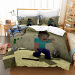 3D Skaitmeninės spaudos trijų dalių Minecraft žaidimo vaiki&scaron;kas animacinis antklodės komplektas EU Single 140*200cm