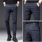 Rudens ir žiemos vyri&scaron;kos laisvalaikio kelnės Slim Fit Stretch Feet Vyri&scaron;kos korėjieti&scaron;ko stiliaus kelnės languotos plius dydžio laisvalaikio ilgos kelnės 31