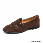 Nauja briti&scaron;ka tendencija Suede odiniai vienuolio dirželio batai vyrams Mados dizainerio Oficialūs vestuvių, i&scaron;leistuvių avalynė Zapatos Hombre 38 ruda