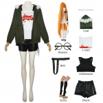 Futaba Sakura Cosplay Kostiumas perukas Moteri&scaron;kas Helovino Pilnas Rinkinys Vienodas Kostiumas Laisvalaikio Paltas Mar&scaron;kiniai Akiniai Ausinės anime cosplay M black