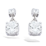 Les Tr&eacute;sors De Lily [G1081] - Boucles Argent 'D&eacute;esse' Blanc argent&eacute; (rhodi&eacute;) - 10x5 mm balta