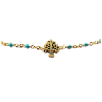 Les Tr&eacute;sors De Lily [R0229] - Collier cr&eacute;ateur acier 'Arbre de Vie' turquoise dor&eacute; - 10x8 mm turkis