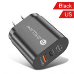 PD 12W USB įkroviklis Greitas įkrovimas 3.0 C tipo sieninis mobiliojo telefono adapteris EU US UK Ki&scaron;tukas iPhone 13 12 Pro iPad Huawei Xiaomi Samsung US-Black