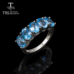 Natūralaus mėlyno topazo žiedas 7*5 mm vientisas 925 sterlingų sidabras, originalūs brangakmeniai, puikūs papuo&scaron;alai moterims, vestuviniai žiedai, dovanų tendencija us ring size 5#
